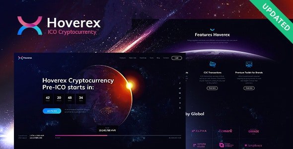 Hoverex: قالب ووردبريس العملات الرقمية والـ ICO الرائد لمشروعك المالي